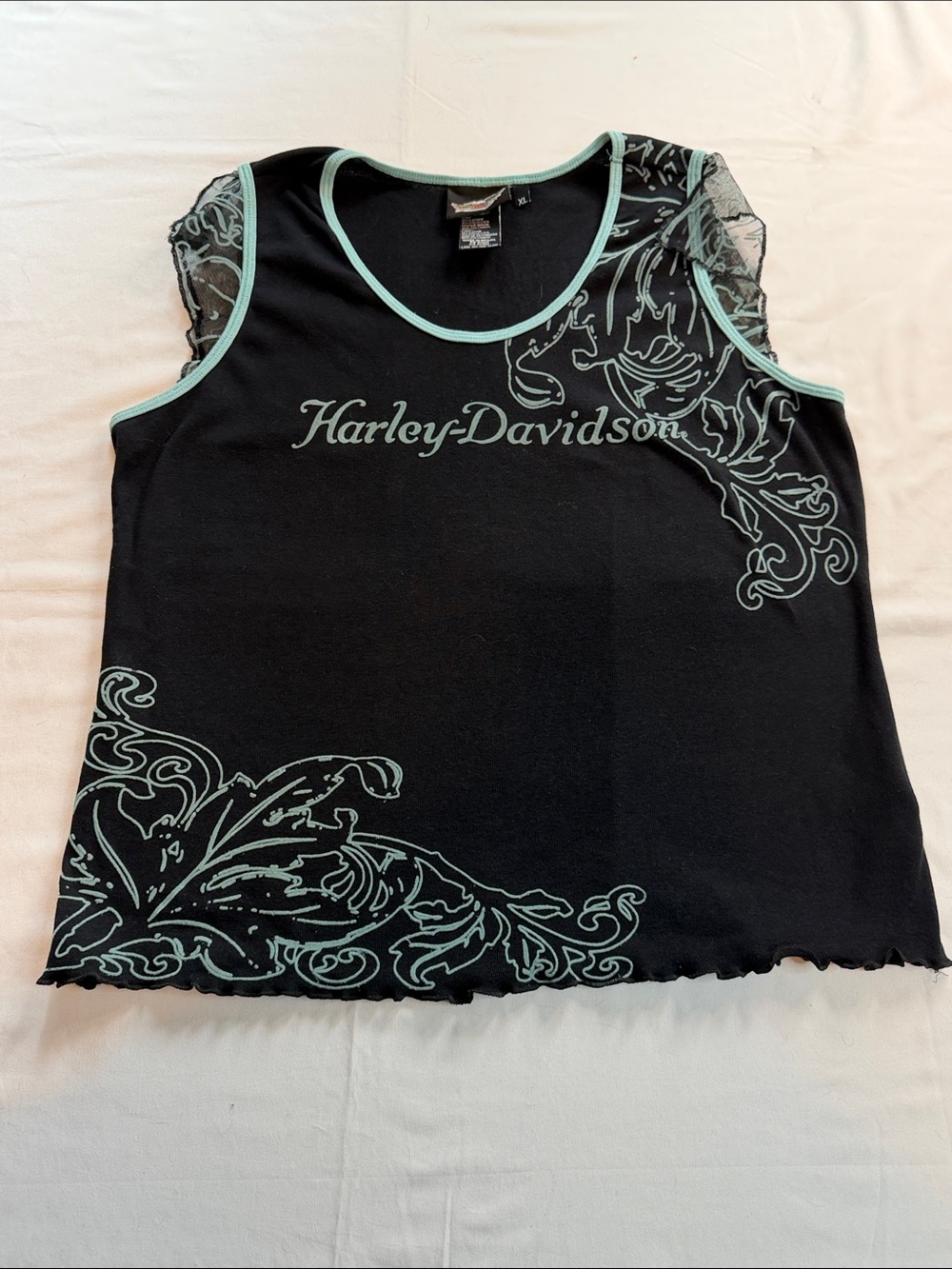 Harley-Davidson Black Tank Top with Mint Accents